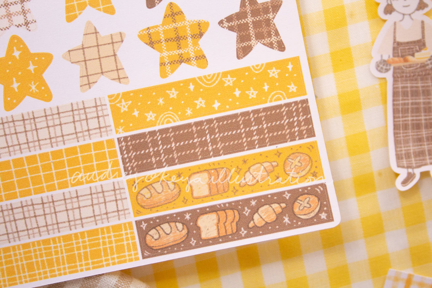 Bakery Sticker Sheets | Yellow Circles Washi & Stars Sticker Sheet - 2 Diff Kinds!