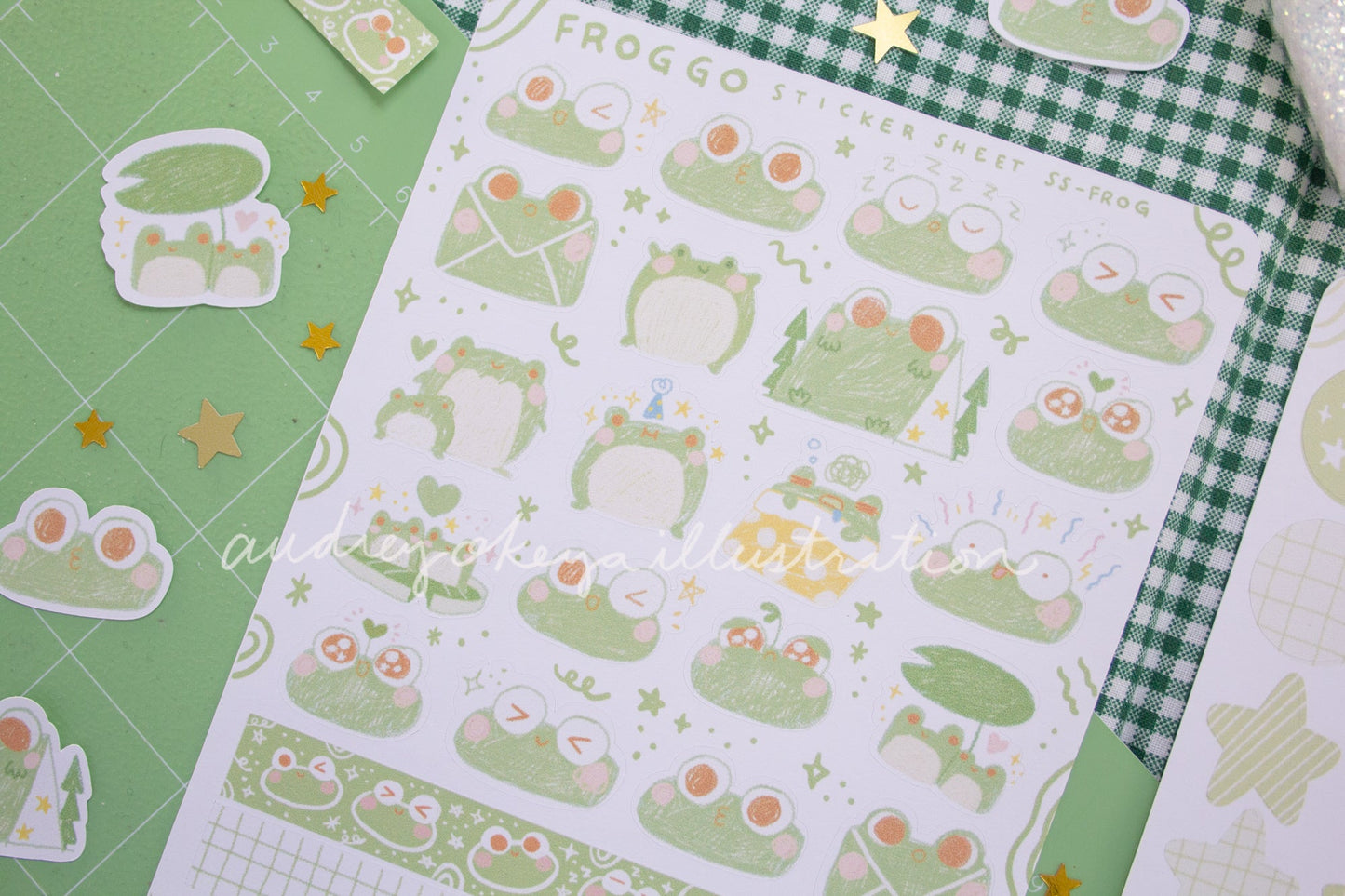 Froggo Frog Sticker Sheets | Froggo Circles Washi & Stars Sticker Sheet - 2 Diff Kinds!