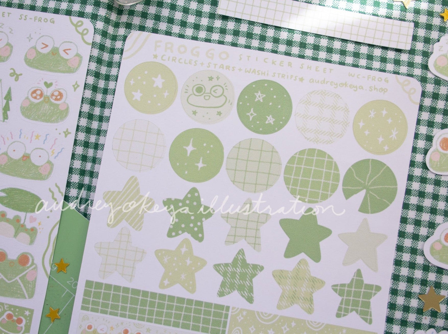 Froggo Frog Sticker Sheets | Froggo Circles Washi & Stars Sticker Sheet - 2 Diff Kinds!