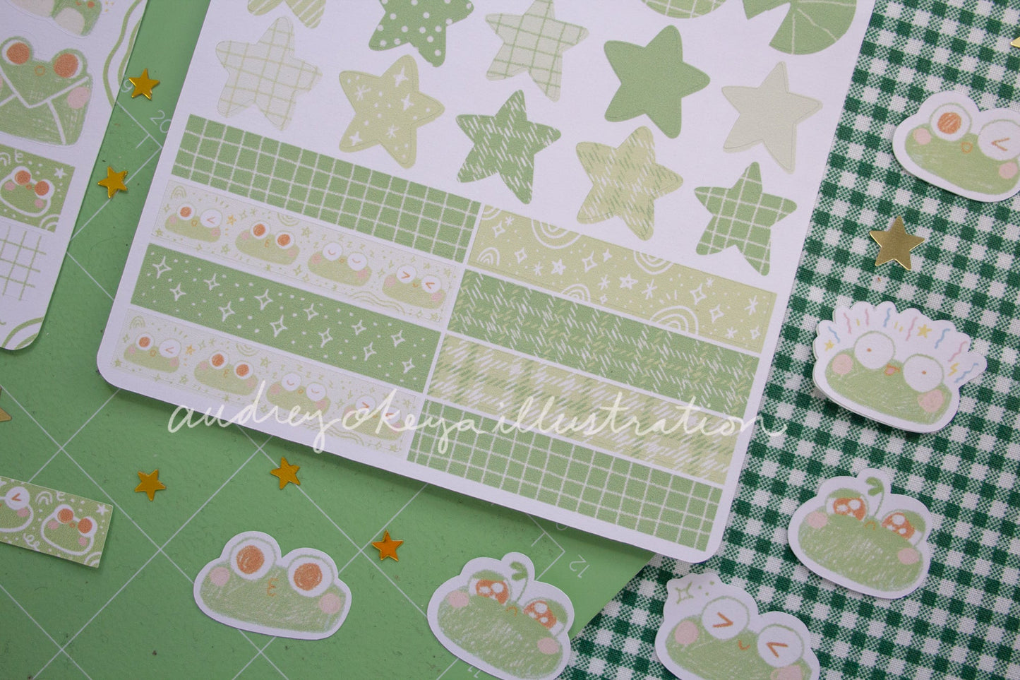 Froggo Frog Sticker Sheets | Froggo Circles Washi & Stars Sticker Sheet - 2 Diff Kinds!