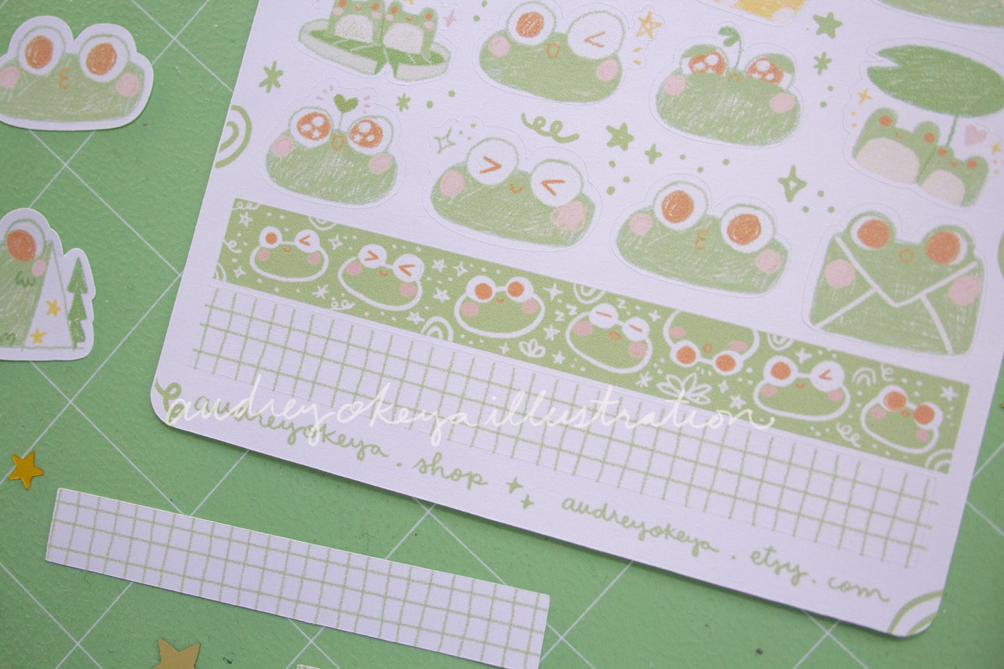 Froggo Frog Sticker Sheets | Froggo Circles Washi & Stars Sticker Sheet - 2 Diff Kinds!