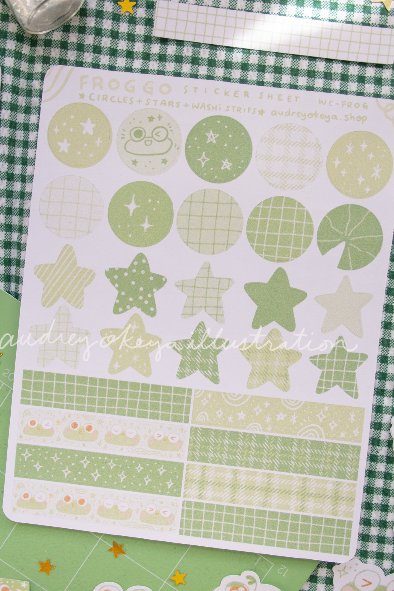 Froggo Frog Sticker Sheets | Froggo Circles Washi & Stars Sticker Sheet - 2 Diff Kinds!