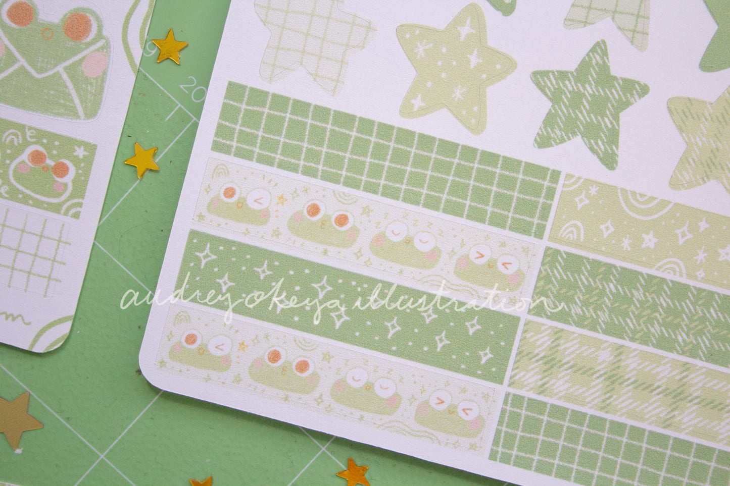 Froggo Frog Sticker Sheets | Froggo Circles Washi & Stars Sticker Sheet - 2 Diff Kinds!