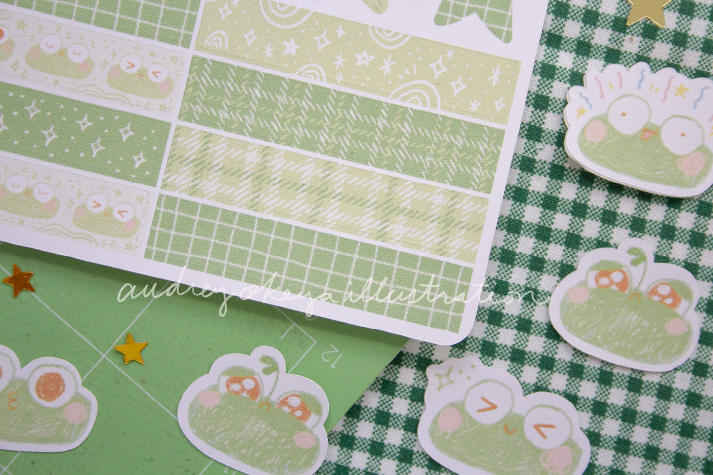 Froggo Frog Sticker Sheets | Froggo Circles Washi & Stars Sticker Sheet - 2 Diff Kinds!