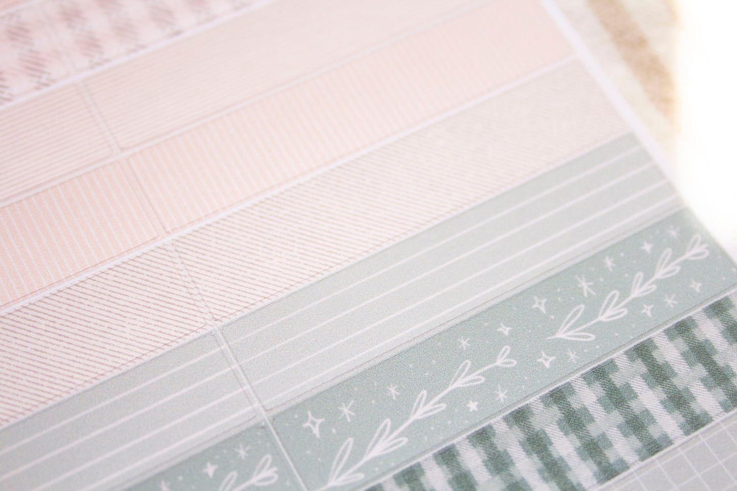 Peach & Olive Washi Strips Sticker Sheet