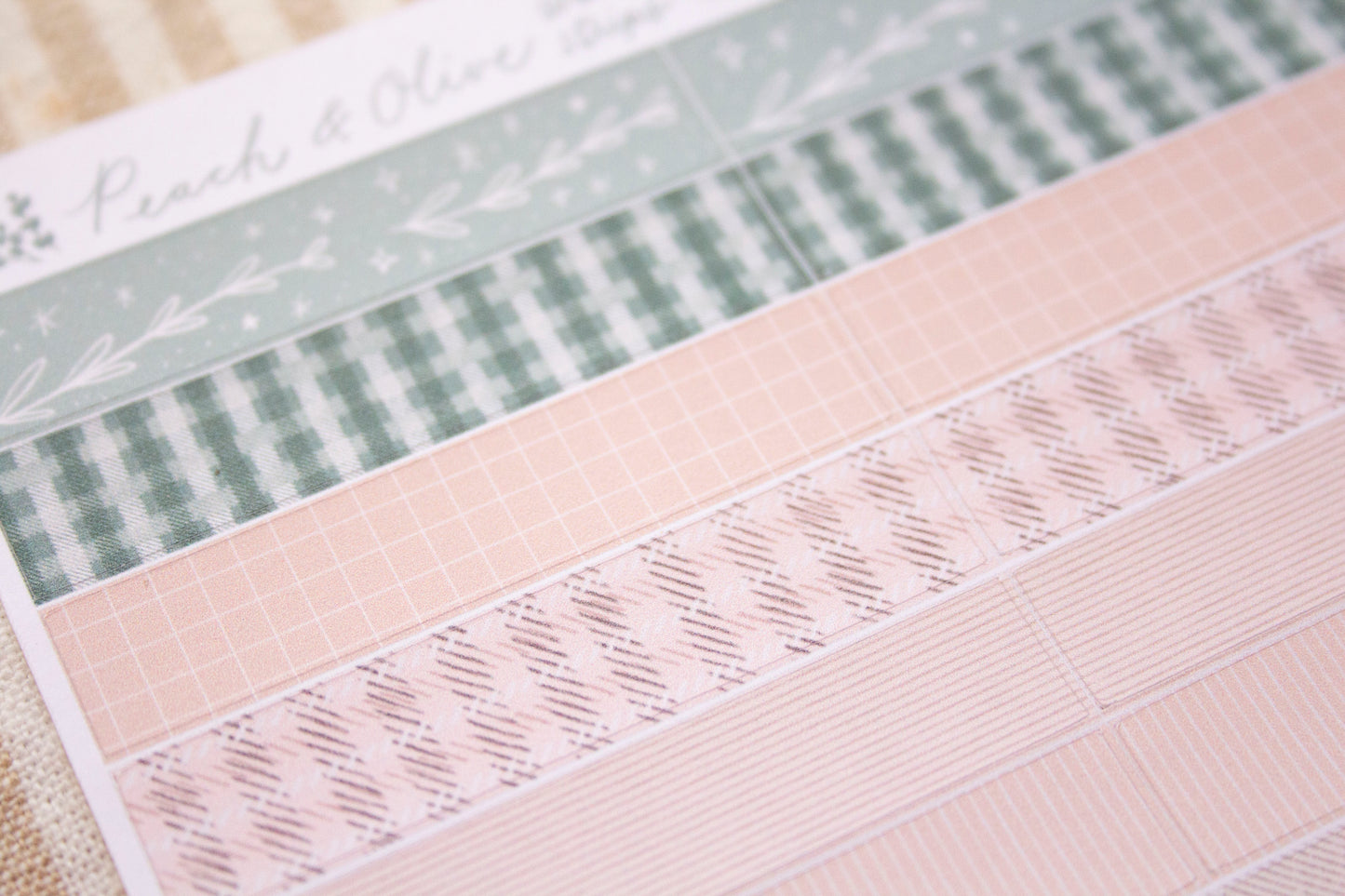 Peach & Olive Washi Strips Sticker Sheet