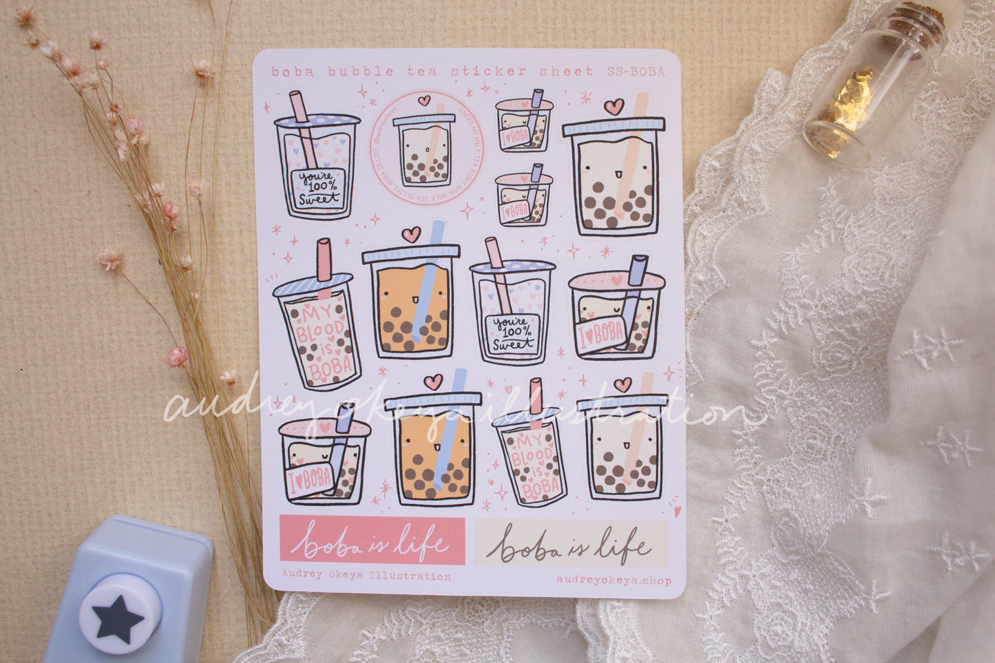 Boba Bubble Tea Sticker Sheet