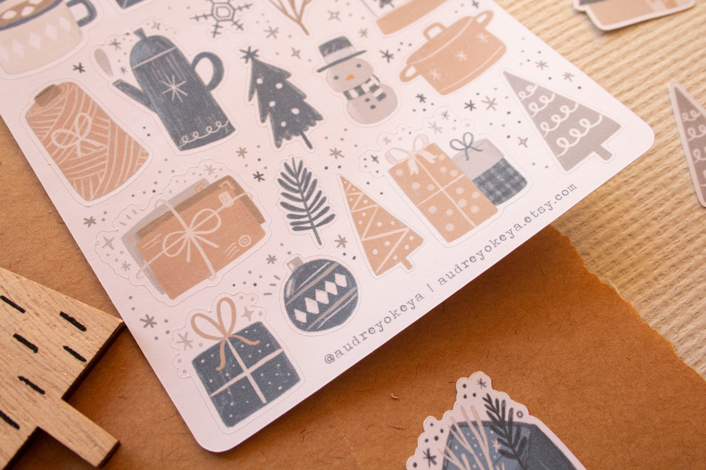 Calm Winter Holiday Christmas Sticker Sheets