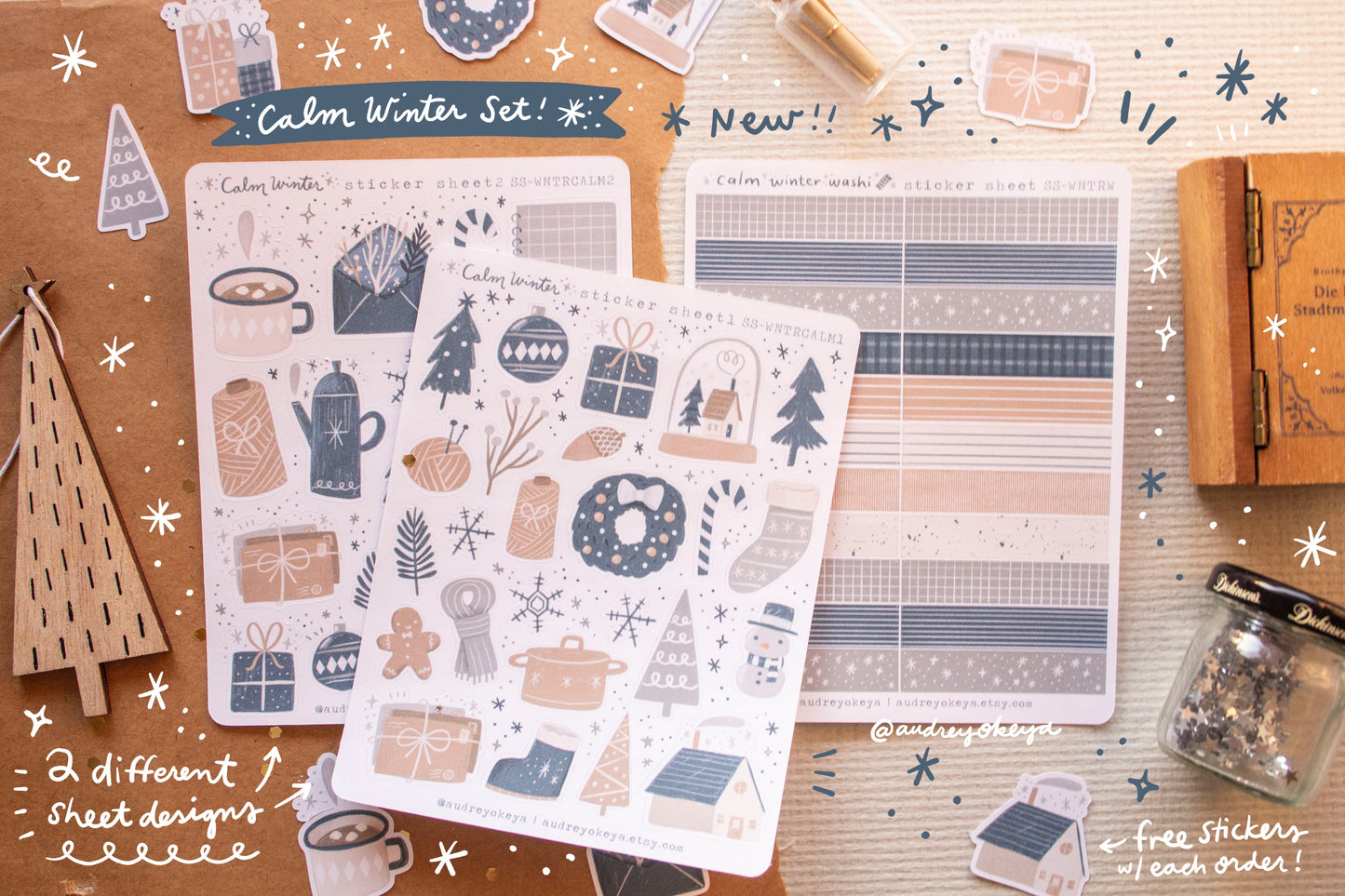 Calm Winter Holiday Christmas Sticker Sheets