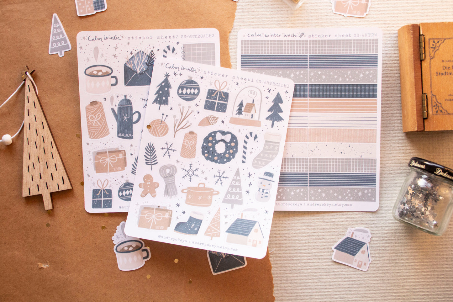 Calm Winter Holiday Christmas Sticker Sheets