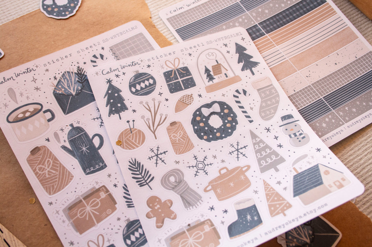 Calm Winter Holiday Christmas Sticker Sheets