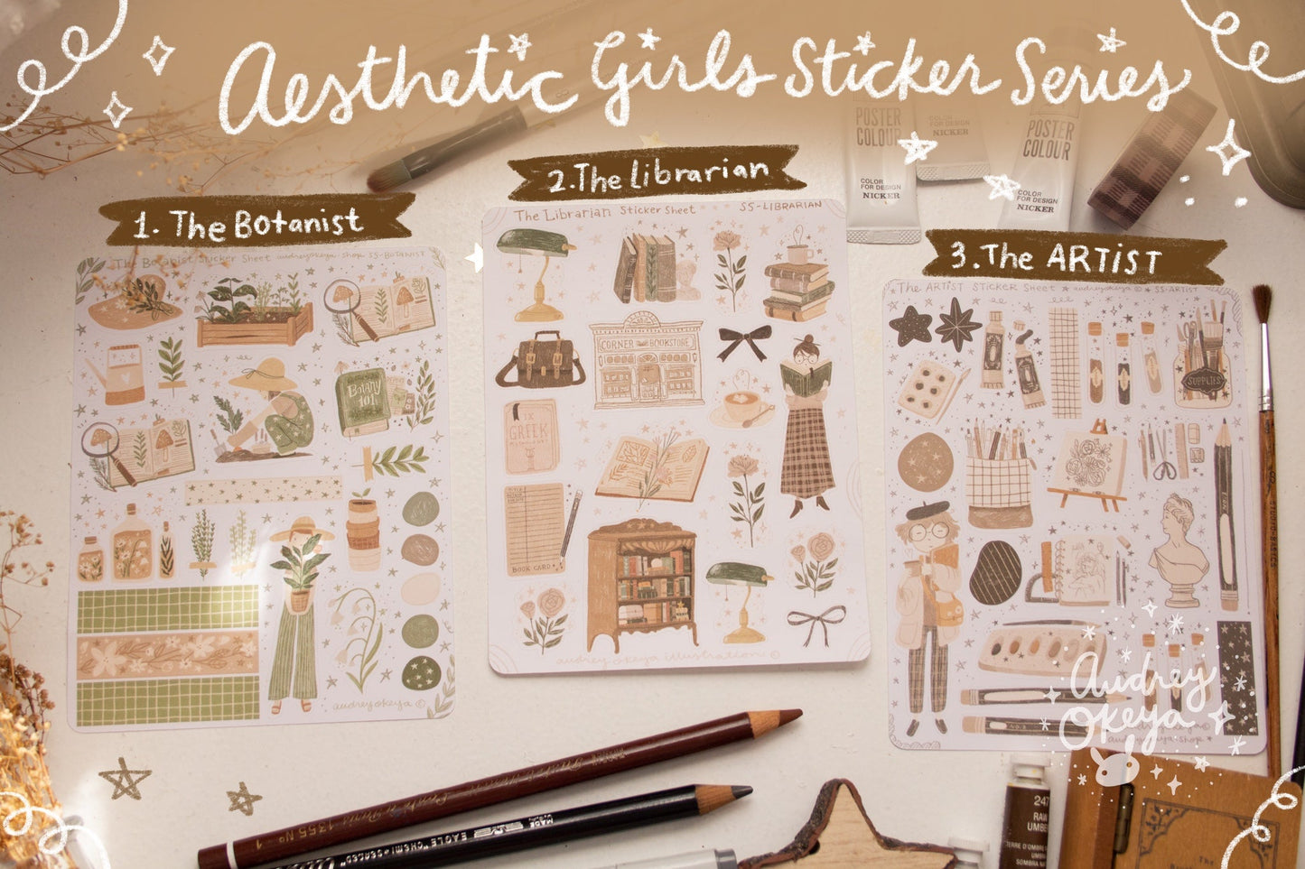 Aesthetic Girls Sticker Sheets - 3 Diff Kinds!