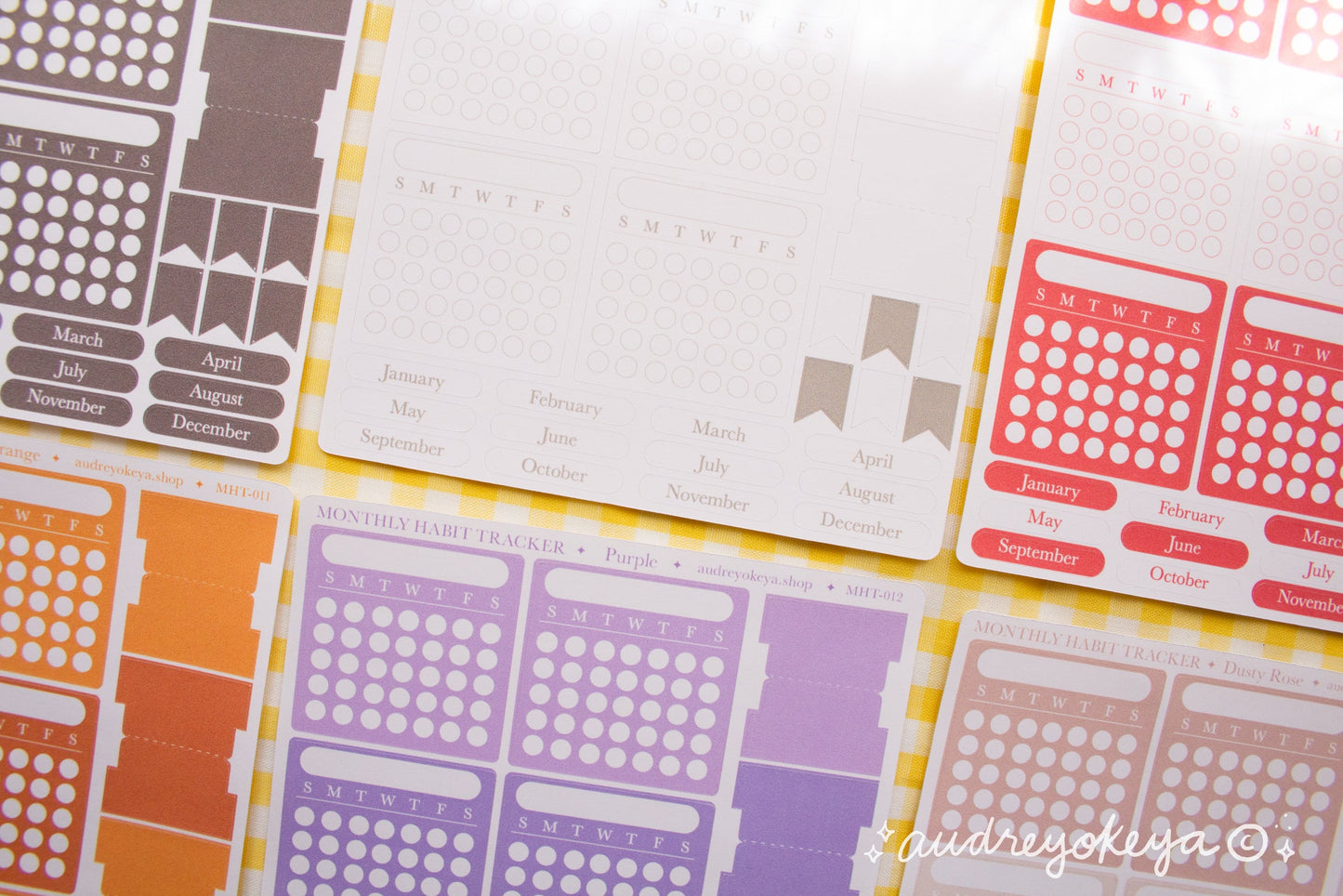 Monthly Habit Tracker Sticker Sheets | 13 Different Colors