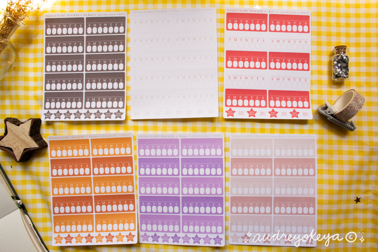 Weekly Habit Tracker Sticker Sheets | 13 Different Colors