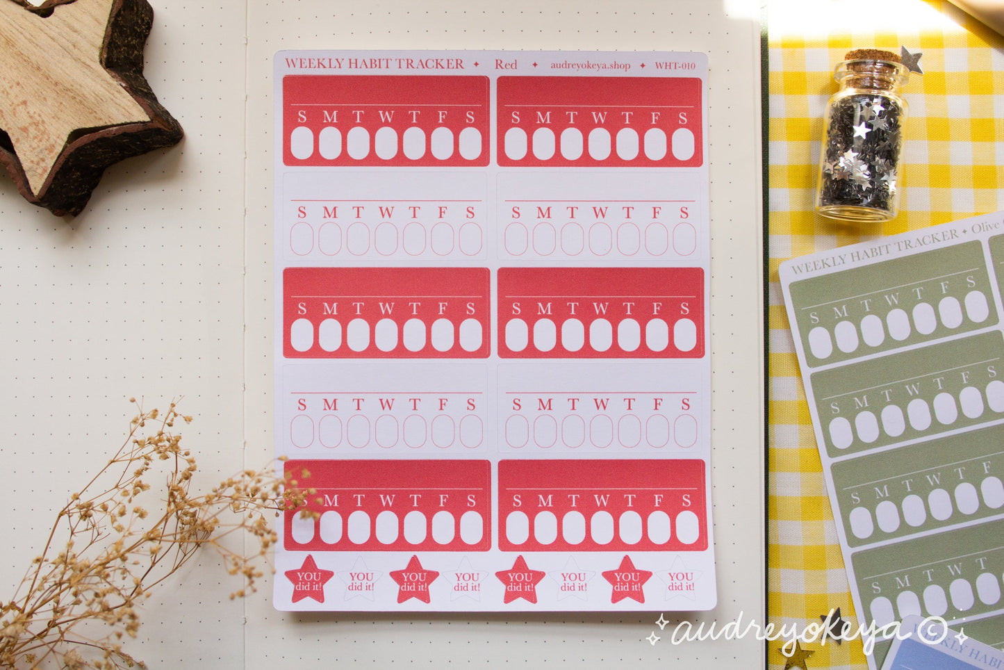 Weekly Habit Tracker Sticker Sheets | 13 Different Colors