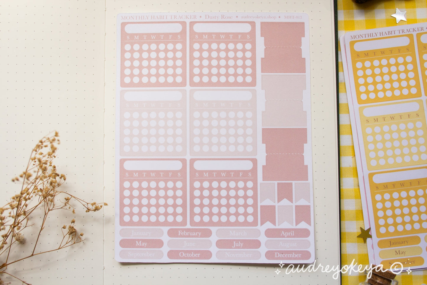 Monthly Habit Tracker Sticker Sheets | 13 Different Colors