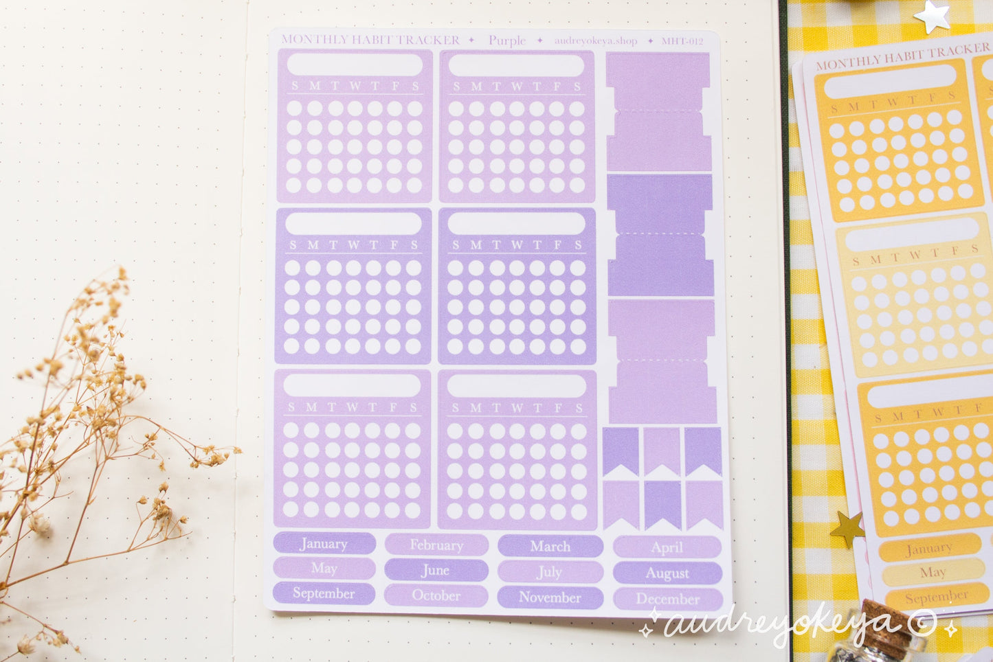 Monthly Habit Tracker Sticker Sheets | 13 Different Colors