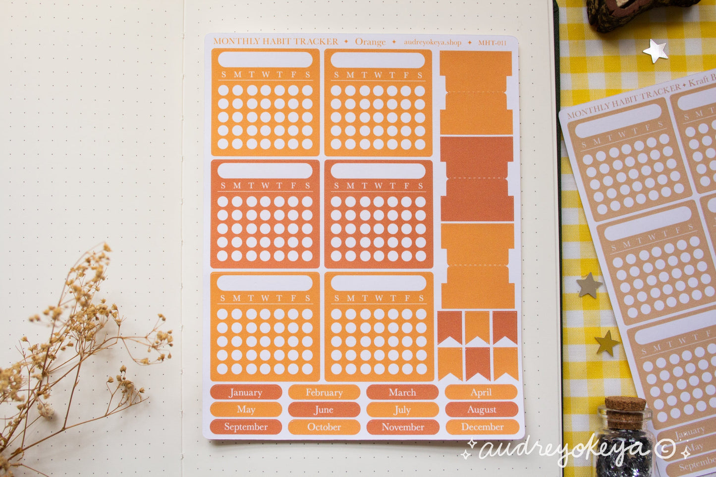 Monthly Habit Tracker Sticker Sheets | 13 Different Colors