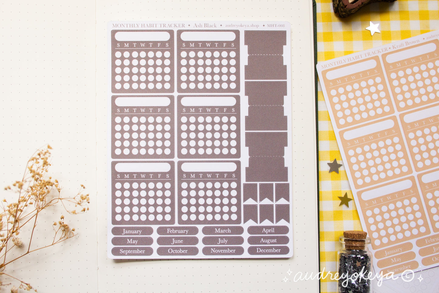 Monthly Habit Tracker Sticker Sheets | 13 Different Colors