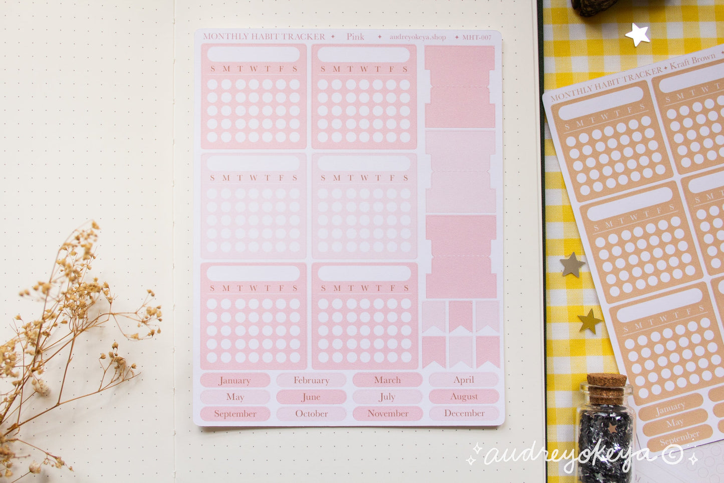 Monthly Habit Tracker Sticker Sheets | 13 Different Colors