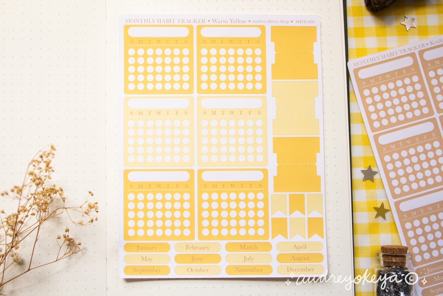 Monthly Habit Tracker Sticker Sheets | 13 Different Colors