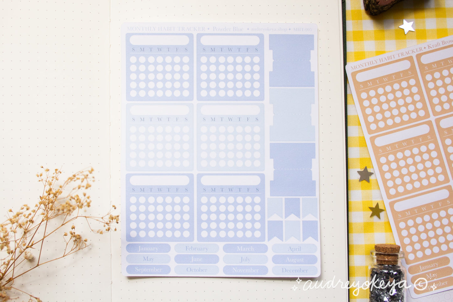 Monthly Habit Tracker Sticker Sheets | 13 Different Colors