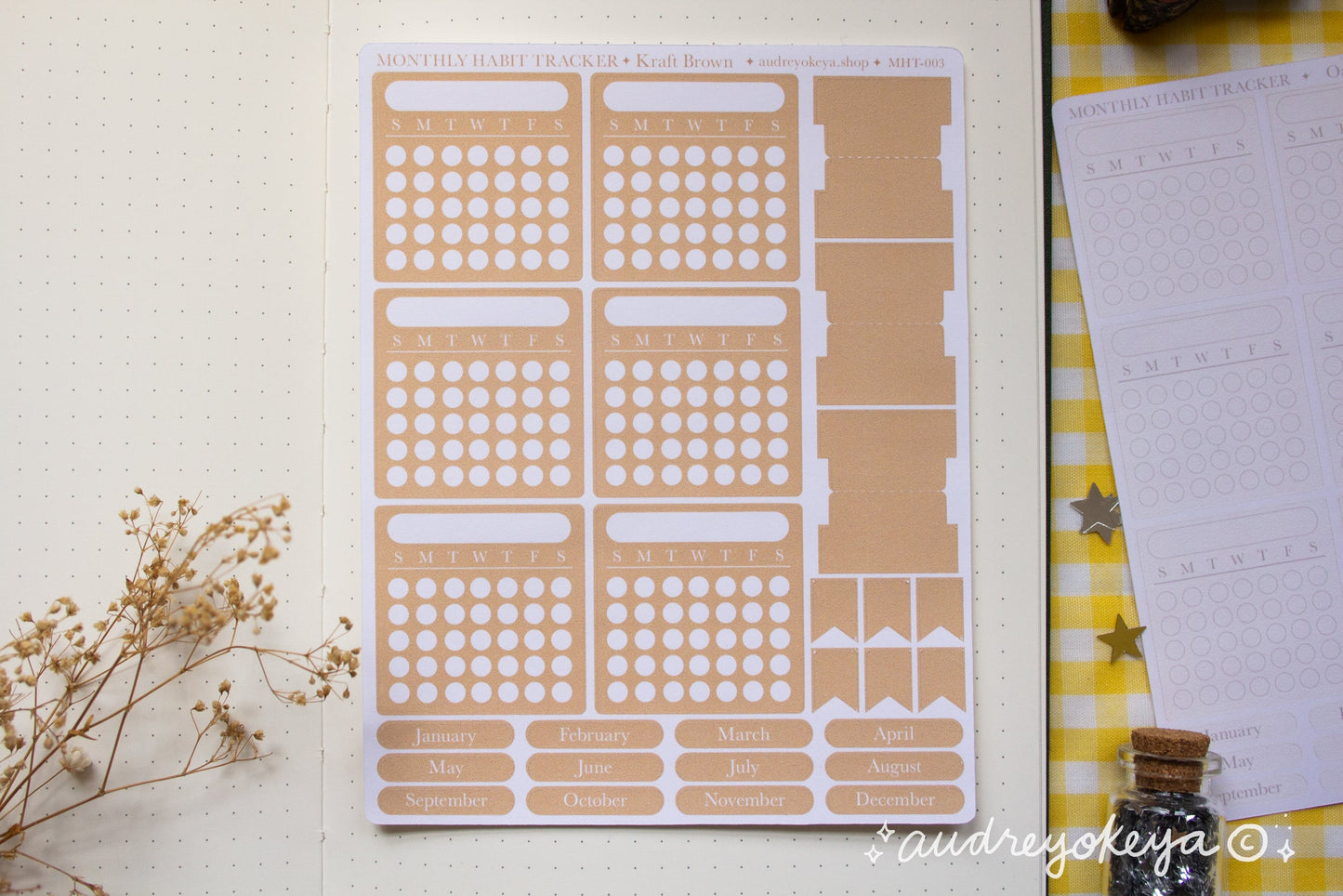 Monthly Habit Tracker Sticker Sheets | 13 Different Colors