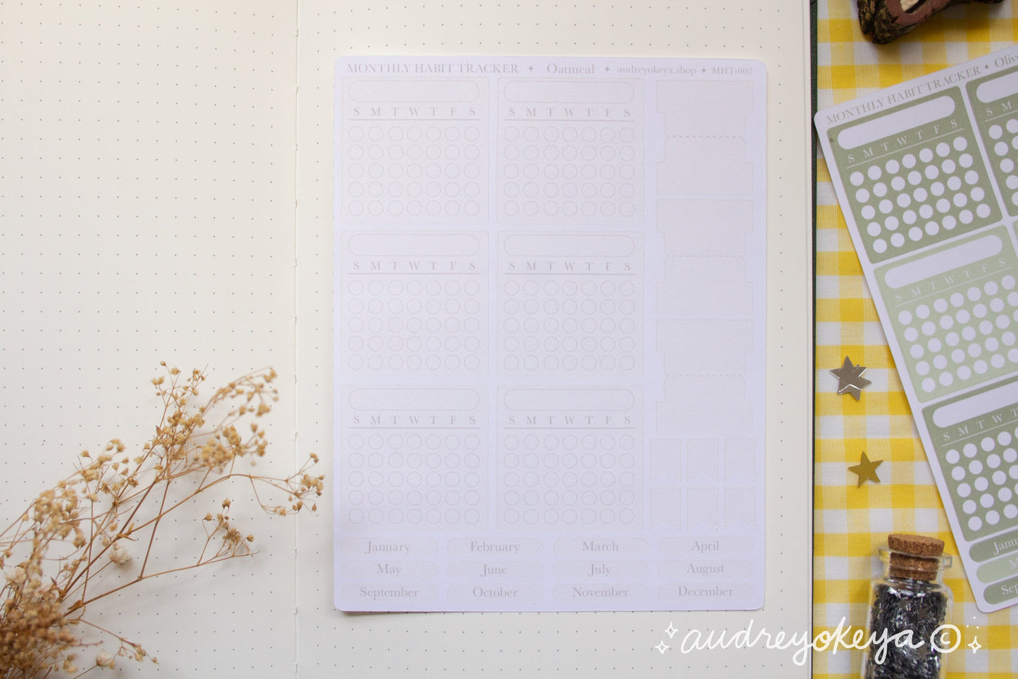 Monthly Habit Tracker Sticker Sheets | 13 Different Colors