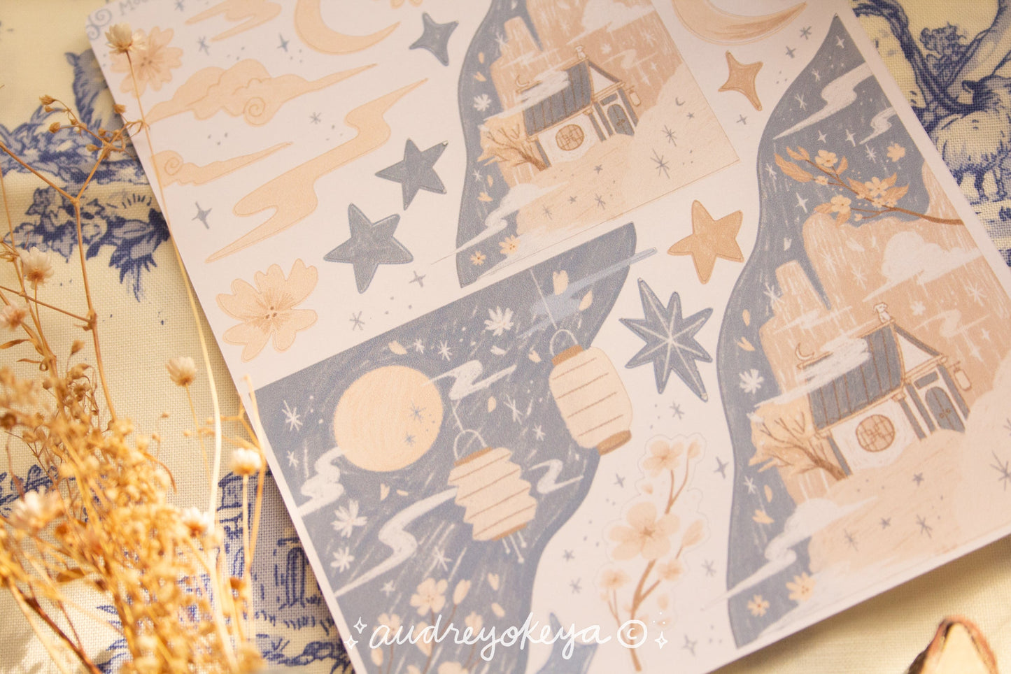 Mid Autumn Moon Lantern Festival Sticker Sheets & Corner Stickers