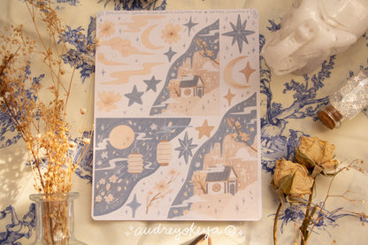 Mid Autumn Moon Lantern Festival Sticker Sheets & Corner Stickers