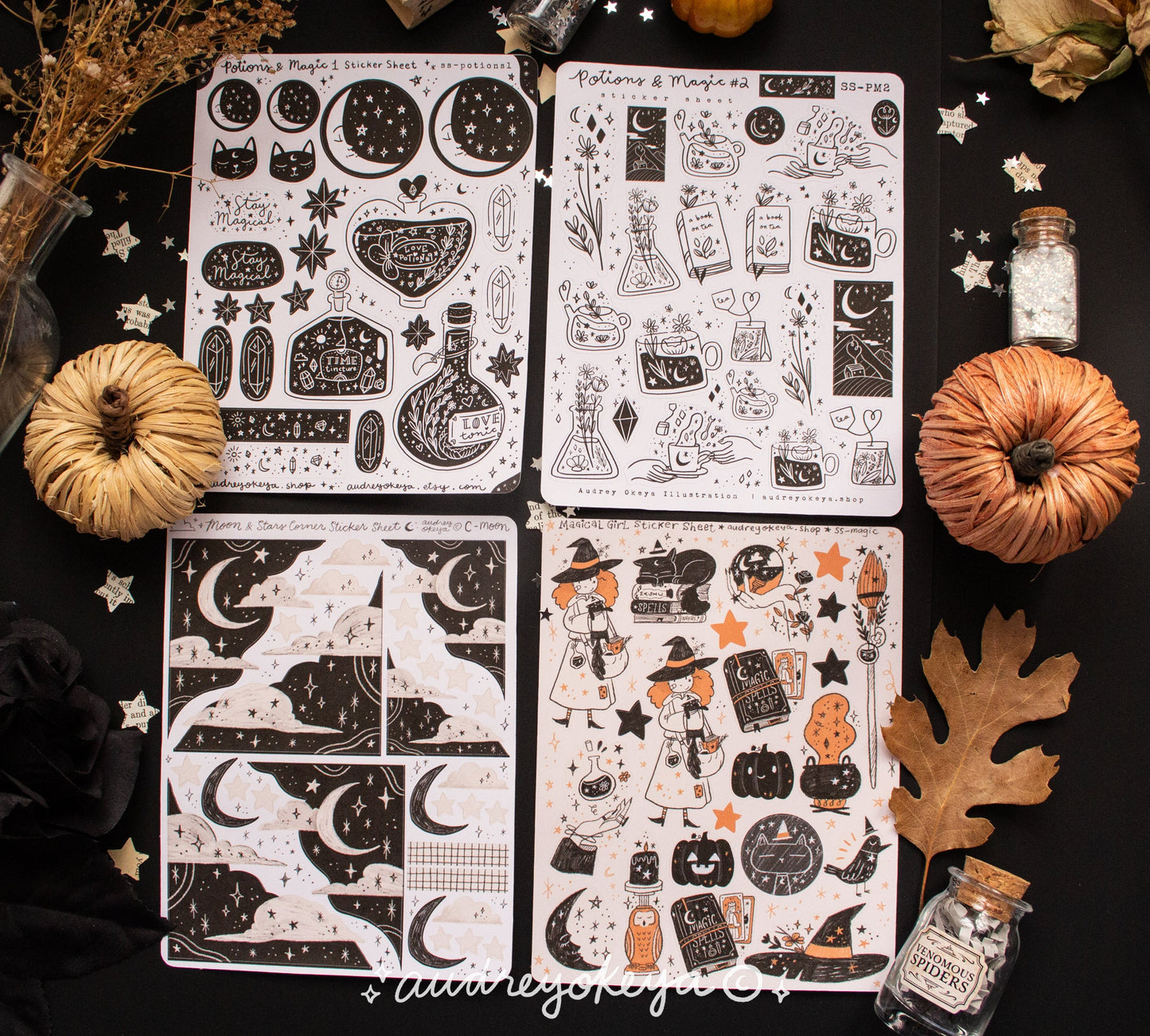 Potions, Moon, & Magic Sticker Sheets - Bujo Planner Stickers - 4 different designs