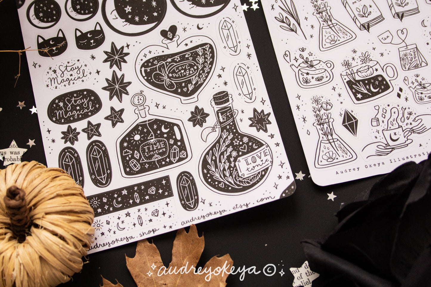 Potions, Moon, & Magic Sticker Sheets - Bujo Planner Stickers - 4 different designs