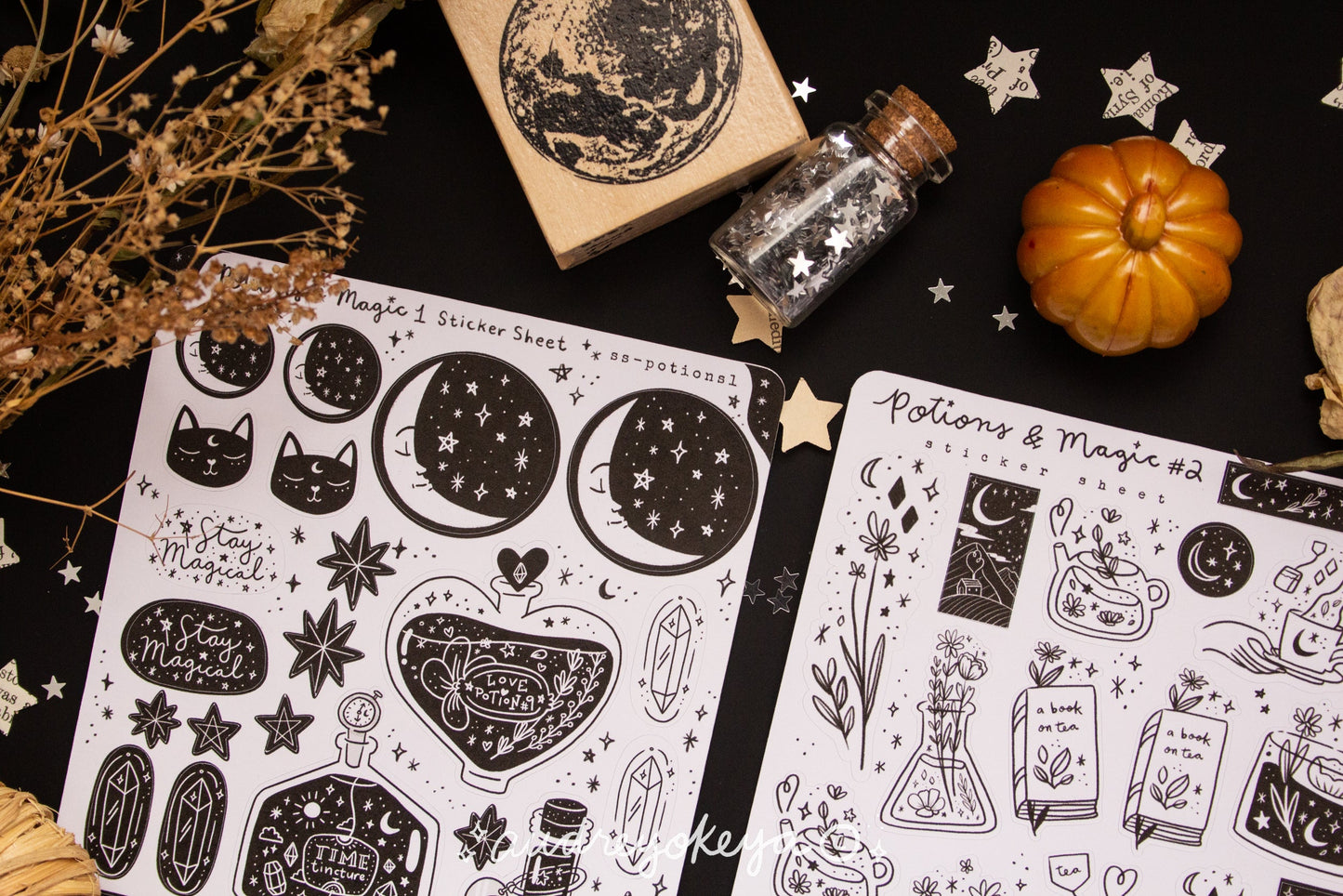 Potions, Moon, & Magic Sticker Sheets - Bujo Planner Stickers - 4 different designs