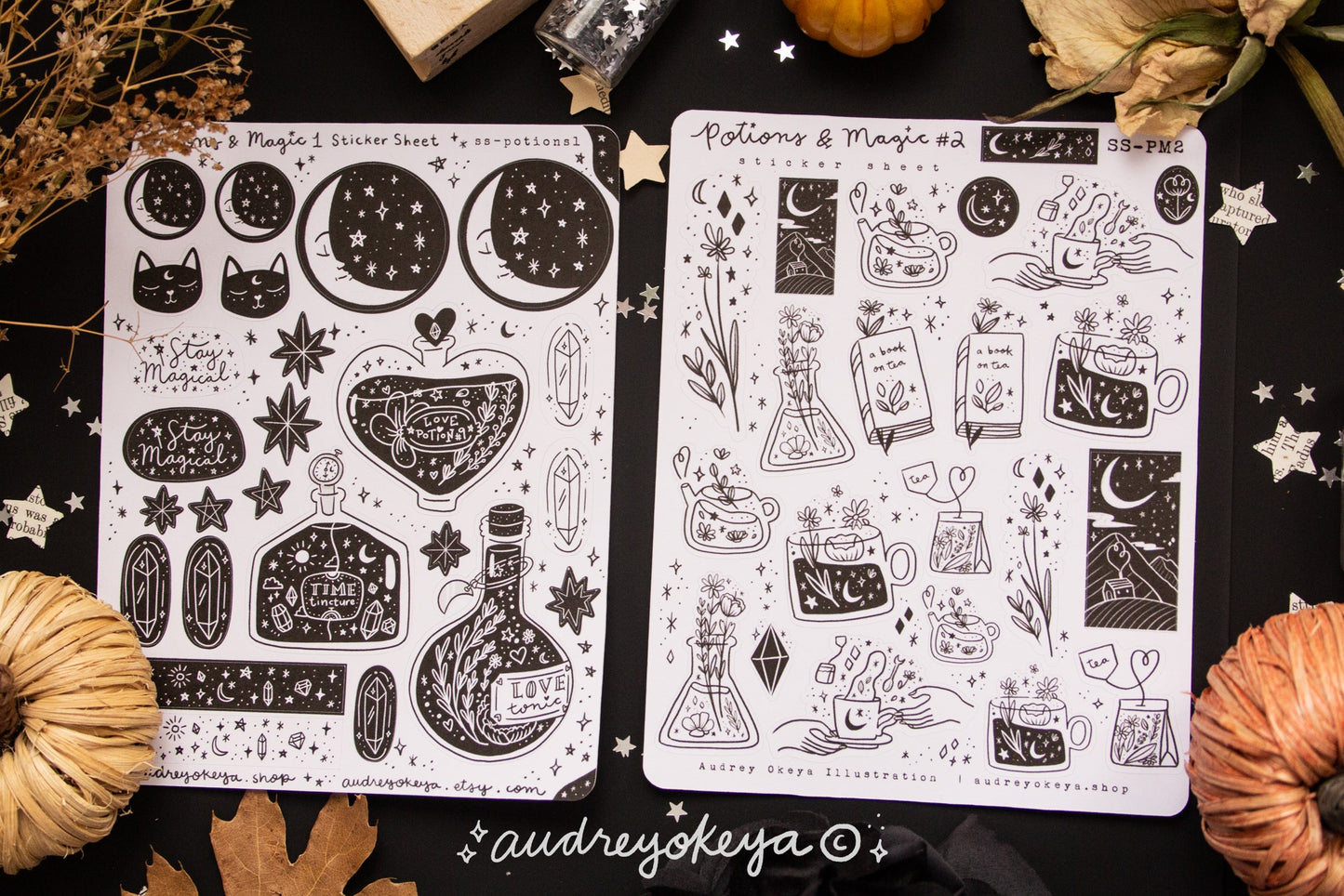 Potions, Moon, & Magic Sticker Sheets - Bujo Planner Stickers - 4 different designs