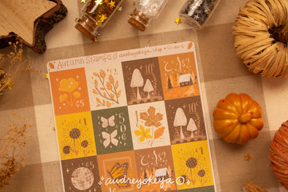 Autumn Stamps Sticker Sheet