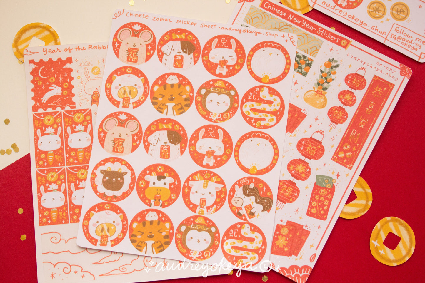 Chinese New Year / Zodiac / Year of the Rabbit Stickers