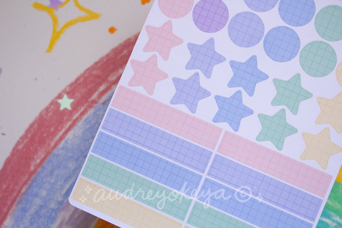 Rainbow Pastel Grid Sticker Sheet