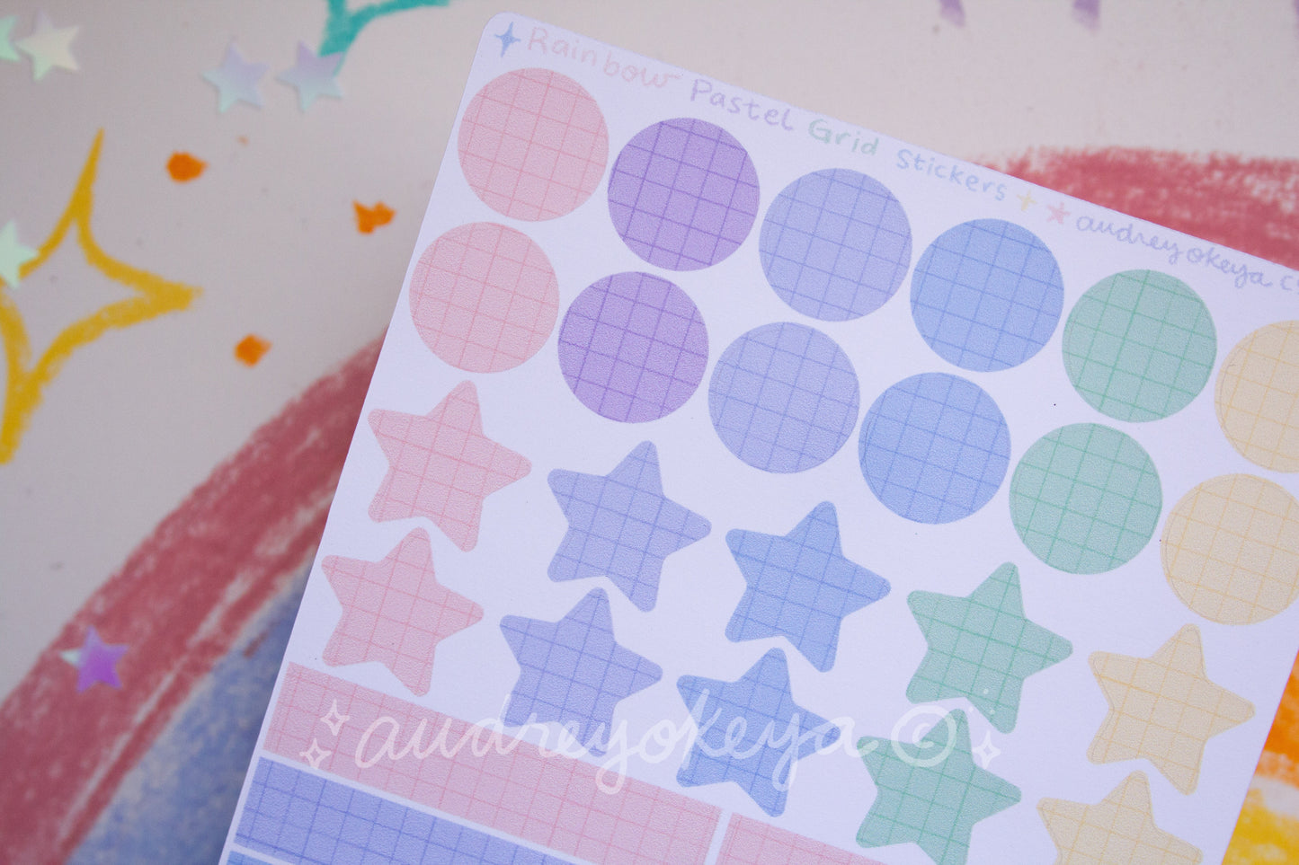 Rainbow Pastel Grid Sticker Sheet