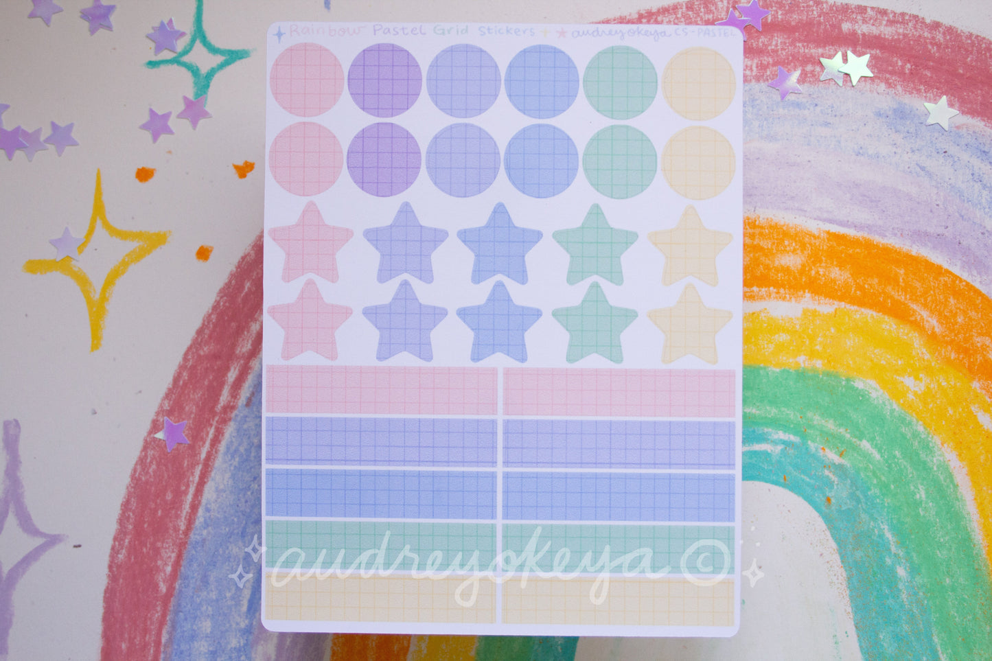 Rainbow Pastel Grid Sticker Sheet