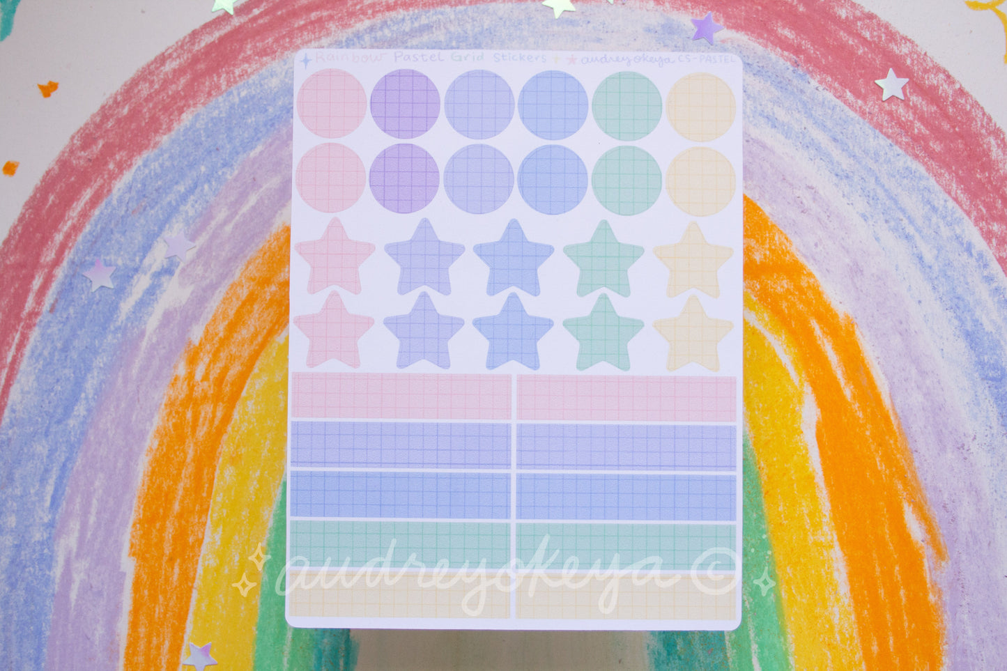 Rainbow Pastel Grid Sticker Sheet