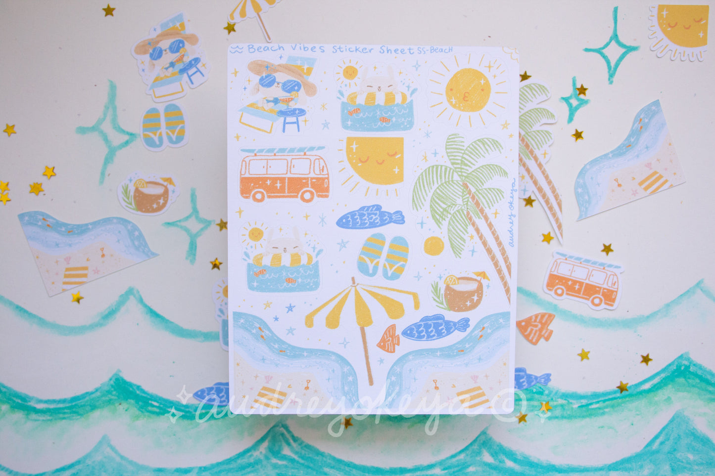 Beach Vibes Summer Sticker Sheet