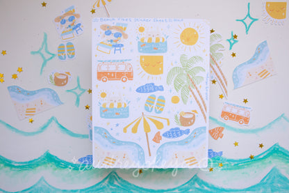 Beach Vibes Summer Sticker Sheet