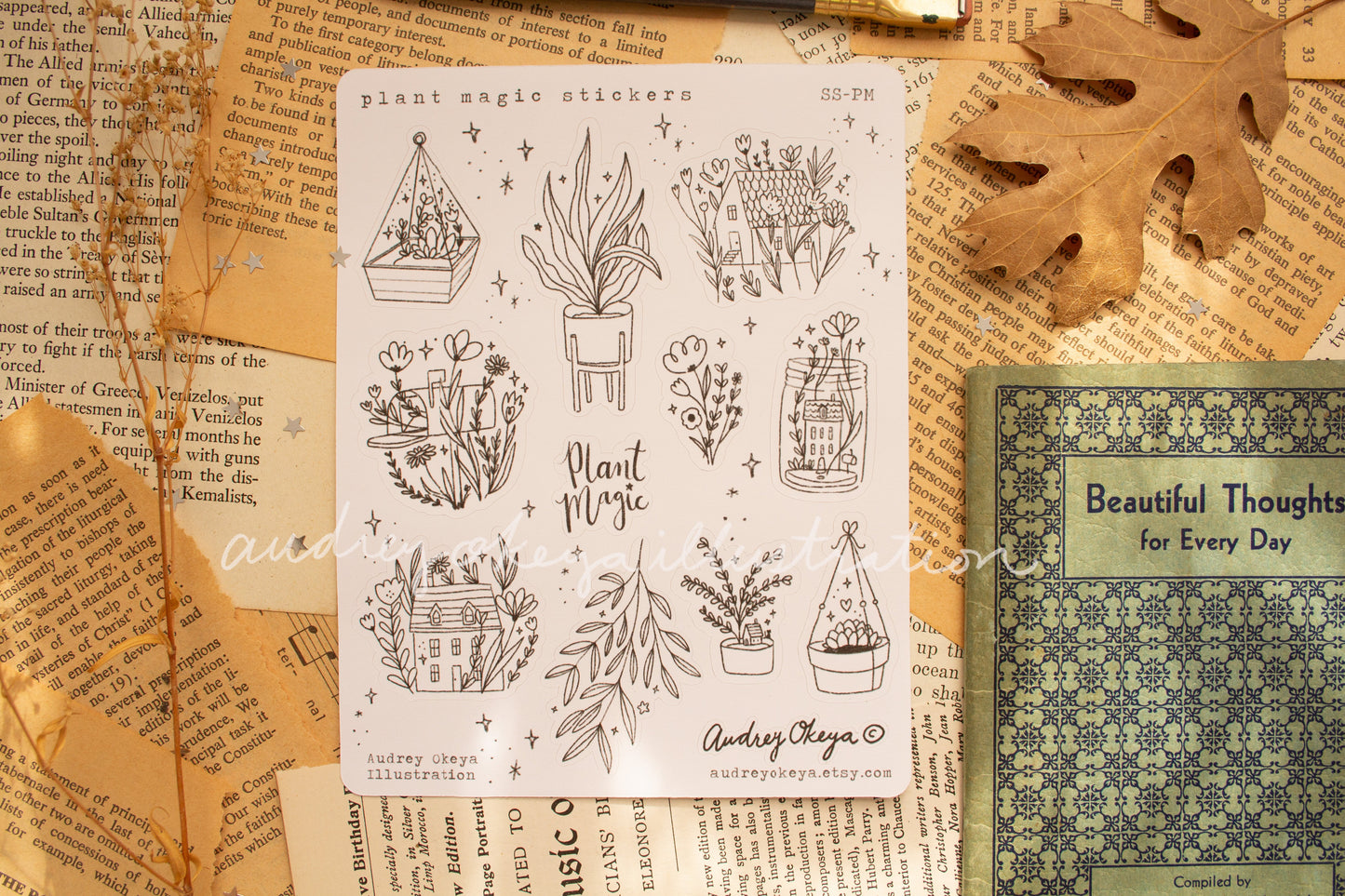 Plant Magic B&W Sticker sheet