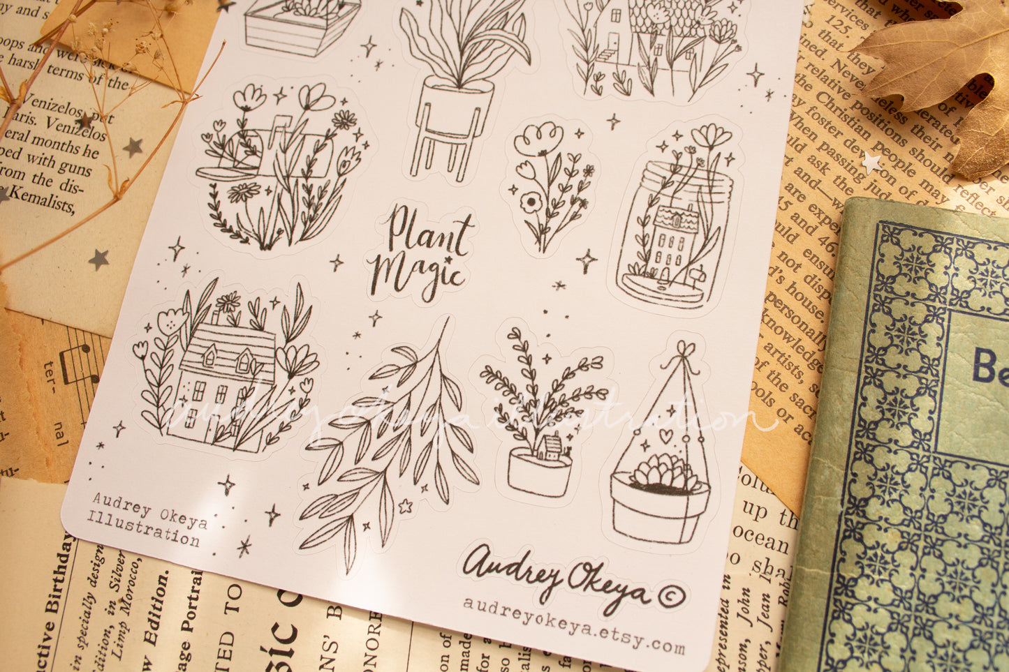 Plant Magic B&W Sticker sheet