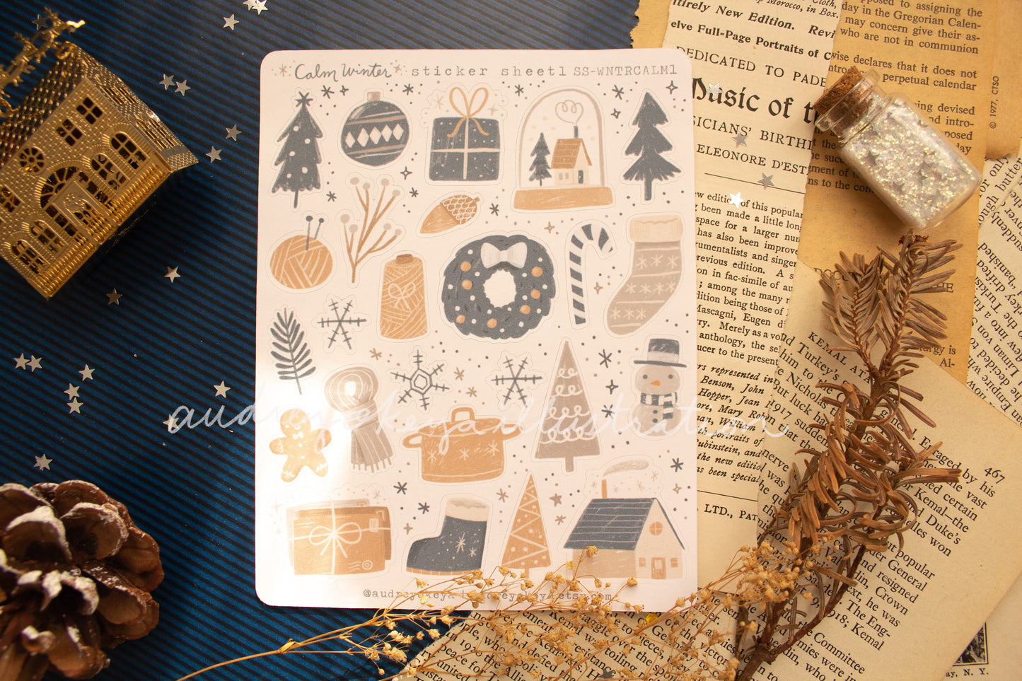 Calm Winter Holiday Christmas Sticker Sheets