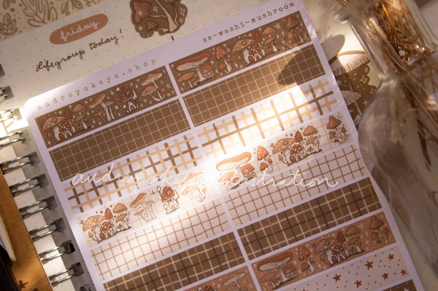 Mushroom Cottagecore Bullet Journaling Stickers & Washi Strips