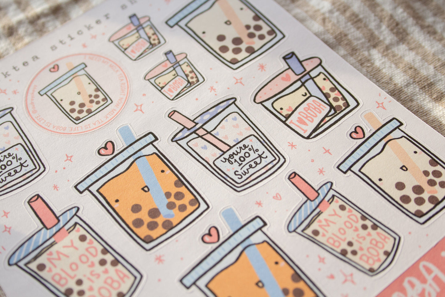 Boba Bubble Tea Sticker Sheet