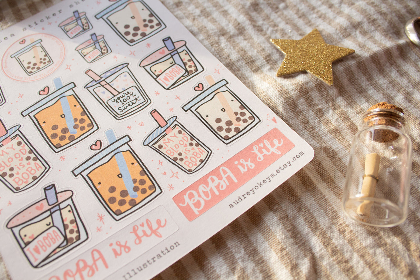 Boba Bubble Tea Sticker Sheet