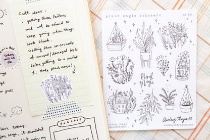 Plant Magic B&W Sticker sheet