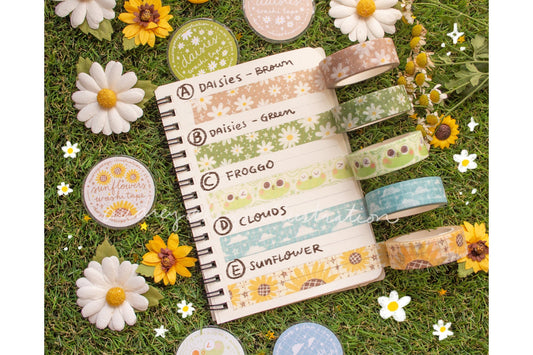 Spring Time & Froggy Washi Tapes 5 Designs